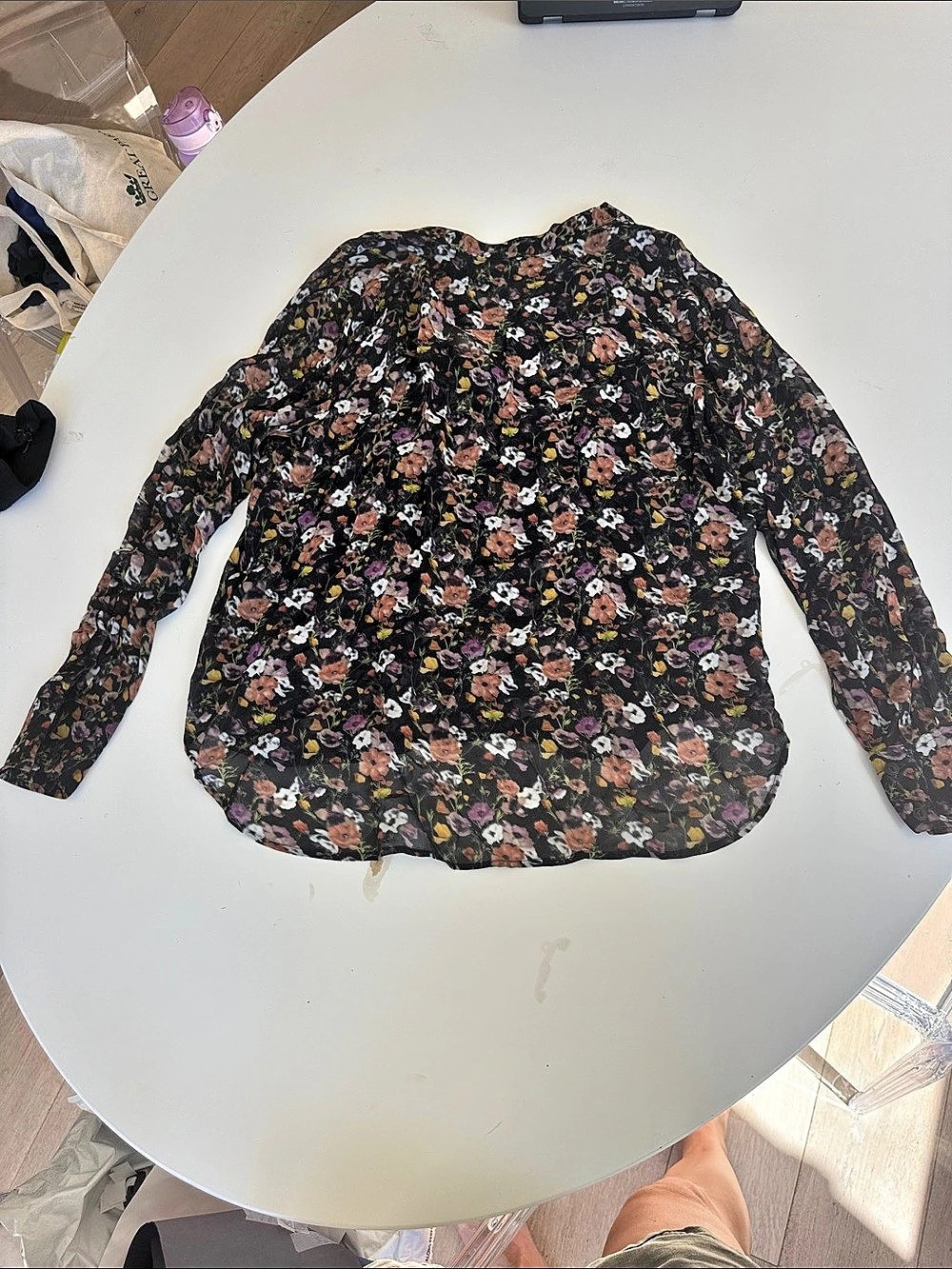 Rag & Bone Floral Long Sleeve Blouse in Black & Multicolor Like New